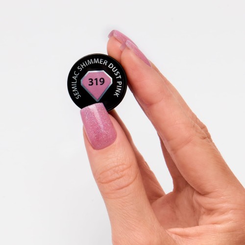 319 Lakier hybrydowy UV Hybrid Semilac Shimmer Dust Pink 7ml !Semilac310367.jpg