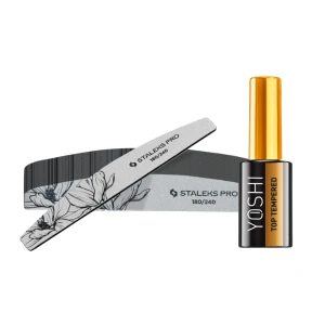 Zestaw Yoshi Top Tempered + Staleks Pilnik Mineralny 180/240 Półksiężyc 25szt