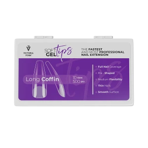 Victoria Vynn Tipsy Soft Gel Tips Long Coffin 500 szt