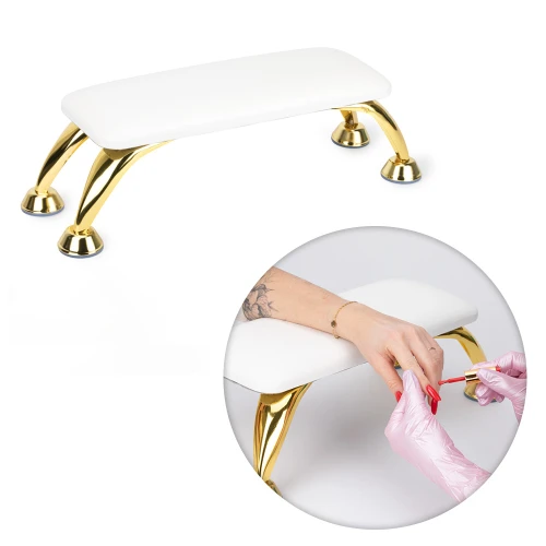 MollyNails podpórka do manicure biało-złota na nóżkach.jpg